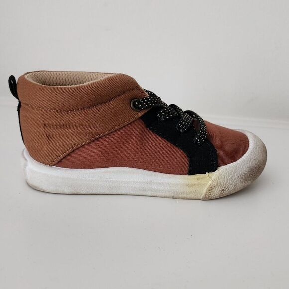 Toddler Boy Slip On Canvas Sneakers | Size 9 | High Tops | Brown Reinforced Toe - Picture 4 of 7